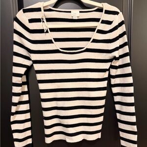 A new day large Striped Black and White Long Sleeve Top